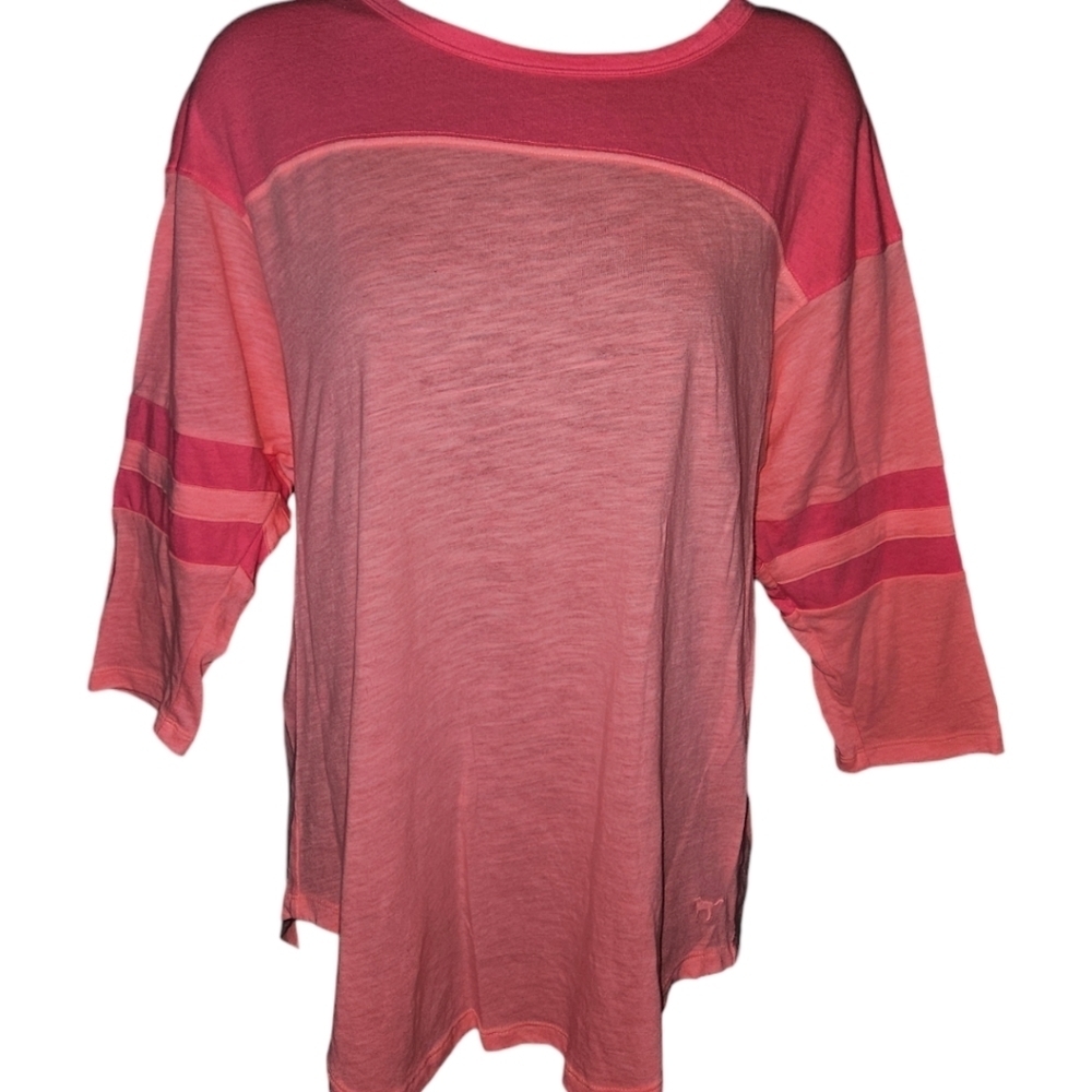 Pink Victoria's Secret Neon Two-Tone 3/4 Sleeve Top